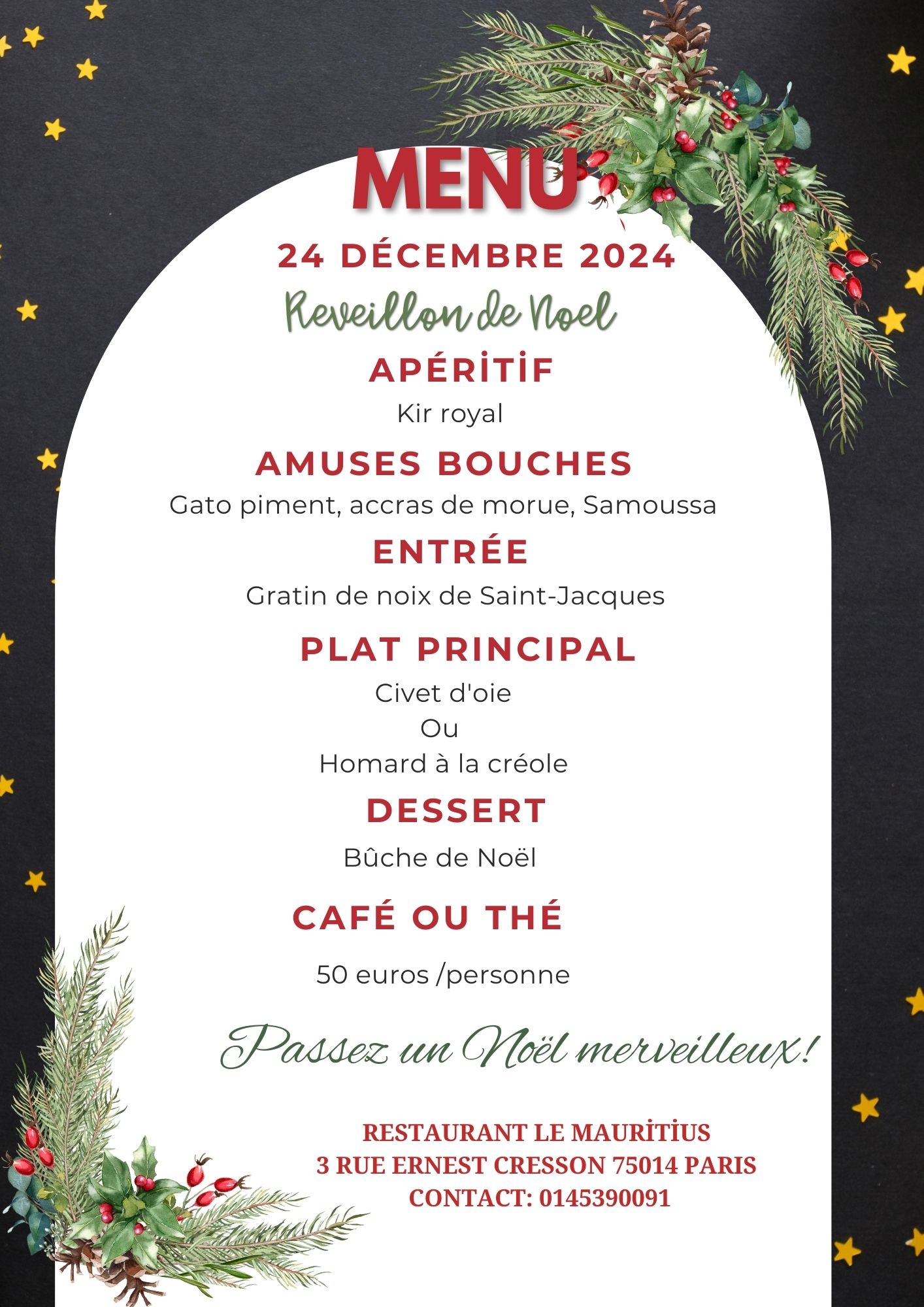 Menu Réveillon de Noel